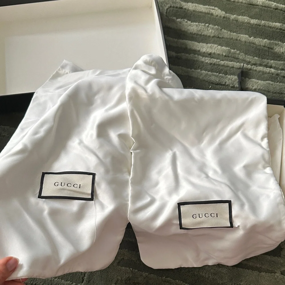 Gucci Classic White and Black Shoe Box w Dust Bags
